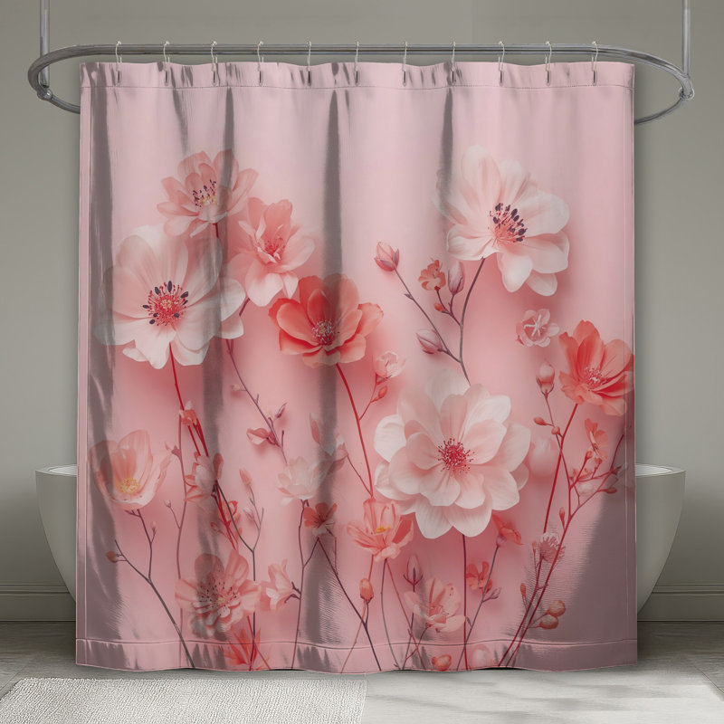 Pink Cherry Blossoms Shower Curtains Extra Long, 70in W x 72in H