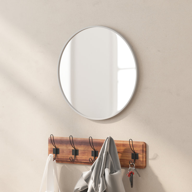 Metal Round Wall Mirror, 16" x 16", Silver