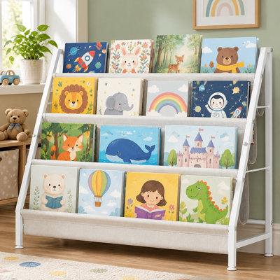 Une option de cadeau pour les enfants, ce porte-livres pour chambre de bébé à 4 niveaux possède 4 poches profondes pour ranger les livres dans la chambre d'un enfant ou une salle de jeux.