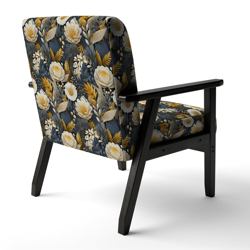 Chaise d'appoint rembourrée de style campagnard avec motifs dorés et gris Enchanted Gardens