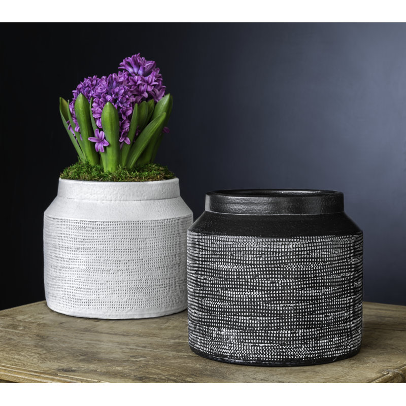 Linen Weave Pot Planter, 5.5" H x 6.5" W x 6.5" D, 8