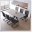 Ensemble de table de salle à manger extensible pour 6 à 8 personnes, chaises sans accoudoirs rembourrées en forme de C, grande surface, pieds en métal, design moderne