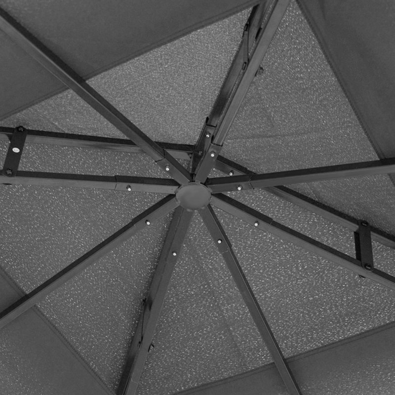 Breianne 3 x 3(m) Patio Gazebo w/ 2 Tier Roof Mosquito Netting Grey