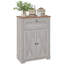 Armoire grise. Avec portes doubles, tiroir et tablette réglable. Pour la chambre à coucher et le salon. Vaste espace de rangement. Pourboires. Fabriqué en panneau de particules. Armoire rétro - l 23,5 po x P 11,75 po x H 34,5 po-928591330