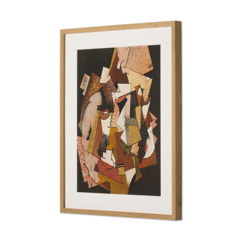 Composition Au Papier Journal Framed Painting, H 24" x W 20.5"