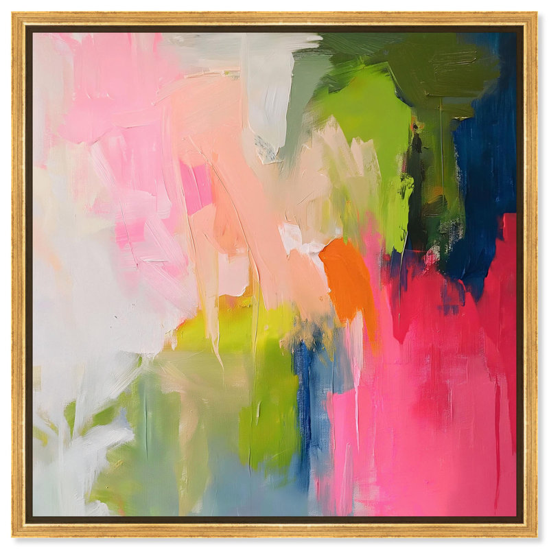 Reproduction colorée moderne et dynamique par Art Remedy, H 41 po x l 41 po x P 1,8 po, Cadre flottant doré
