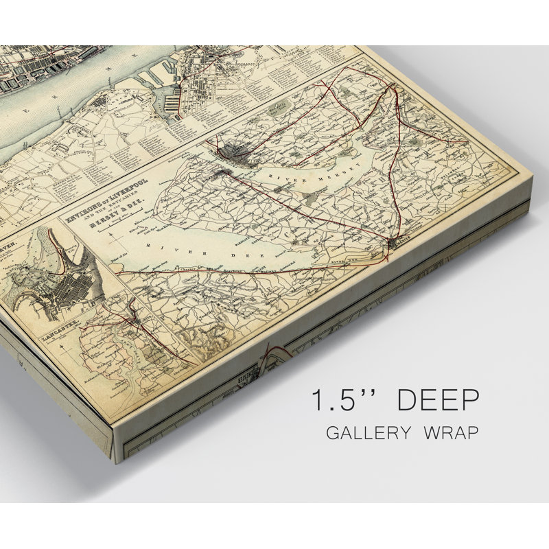 Carte de la côte de - Reproduction sur toile tendue, H 48 po x l 32 po x P 1 po