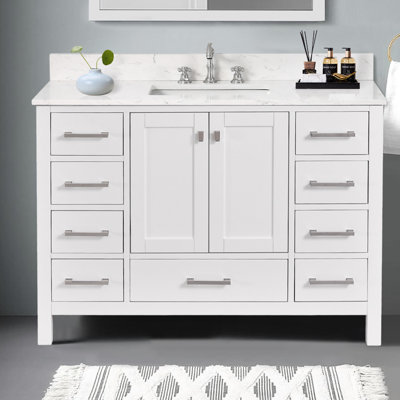 Render 48'' Single Bathroom Vanity With Engineered Stone Top