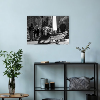 Sleepy Bulldog On Skateboard Abstract Contemporary Bulldog Dog City Wall Art Print