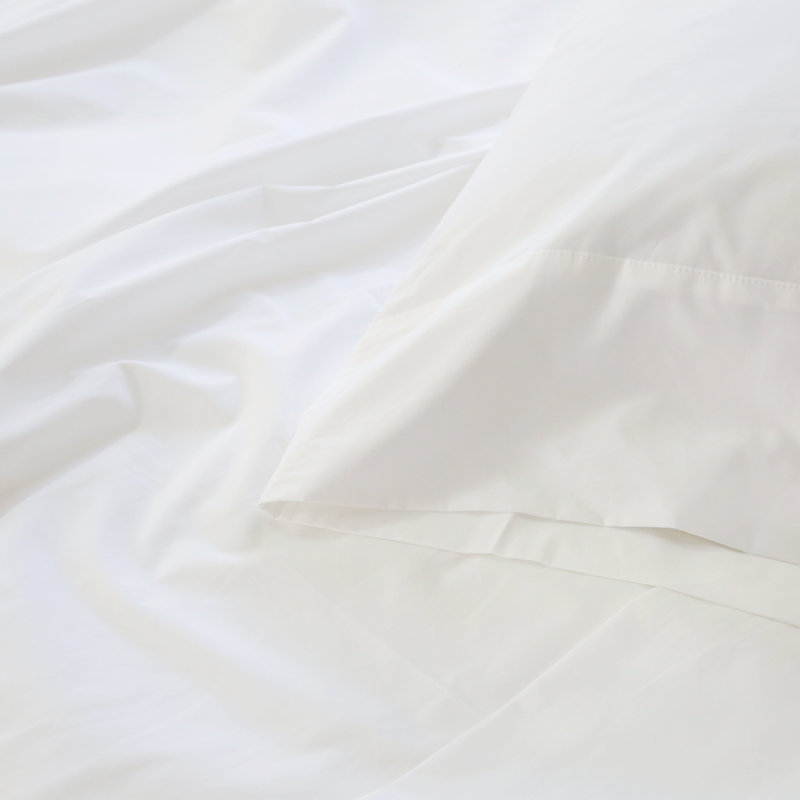 Parker 300 TC Modern & Contemporary Duvet Cover Set, Queen Duvet Cover + 2 Standard Shams, White, 100% Cotton