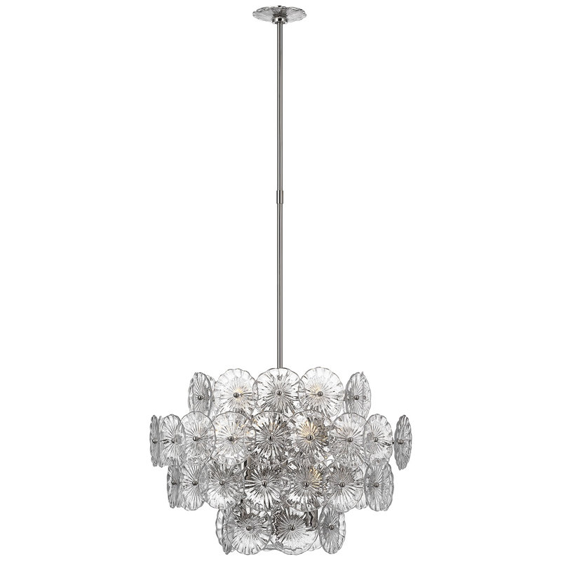 Julie Neill Gianna 24" Chandelie, Clear, Burnished Silver Leaf