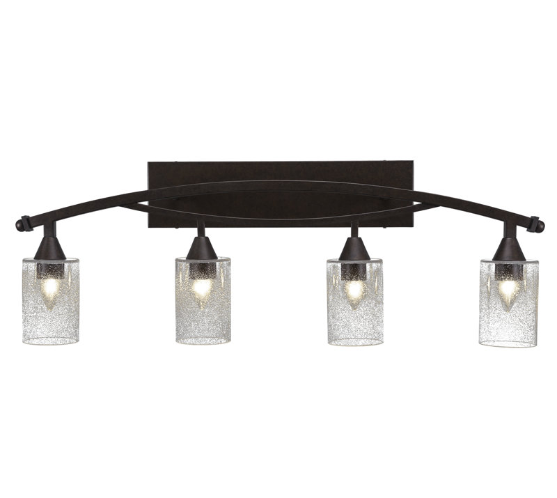 Eisenhauer Bow 4 Light Bath Bar Shown With 4" Clear Bubble Glass, Bronze