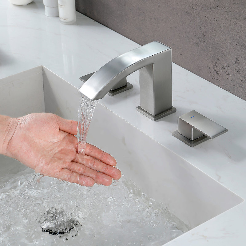 Widespread 2-handle Bathroom Faucet with Drain Assembly, Silver
