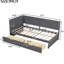 Lit de jour simple avec 2 tiroirs et fabrication ancienne en bois rustique gris