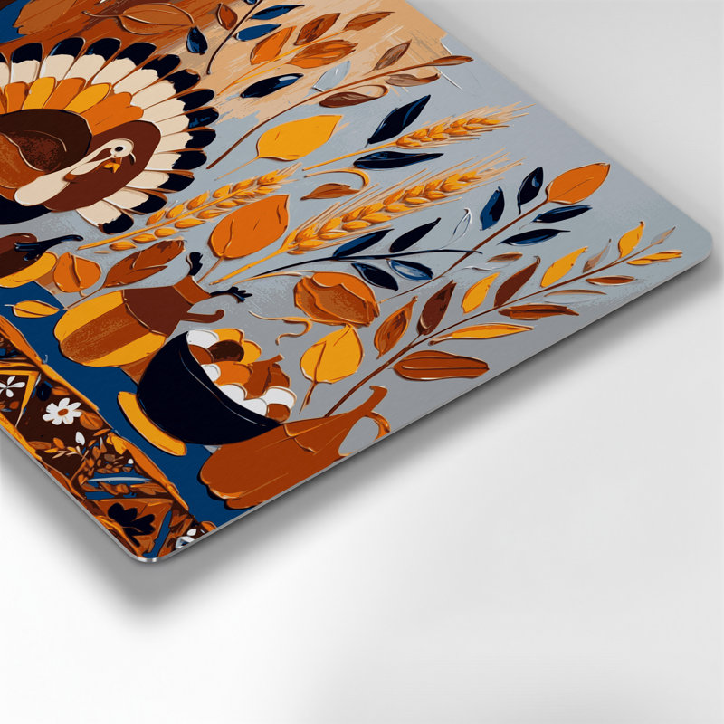 Art mural en métal brun de l'Action de grâce de style scandinave brun, H 8 po x l 10 po x P 0,05 po