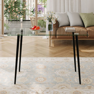 Glass Top Metal Base Dining Table