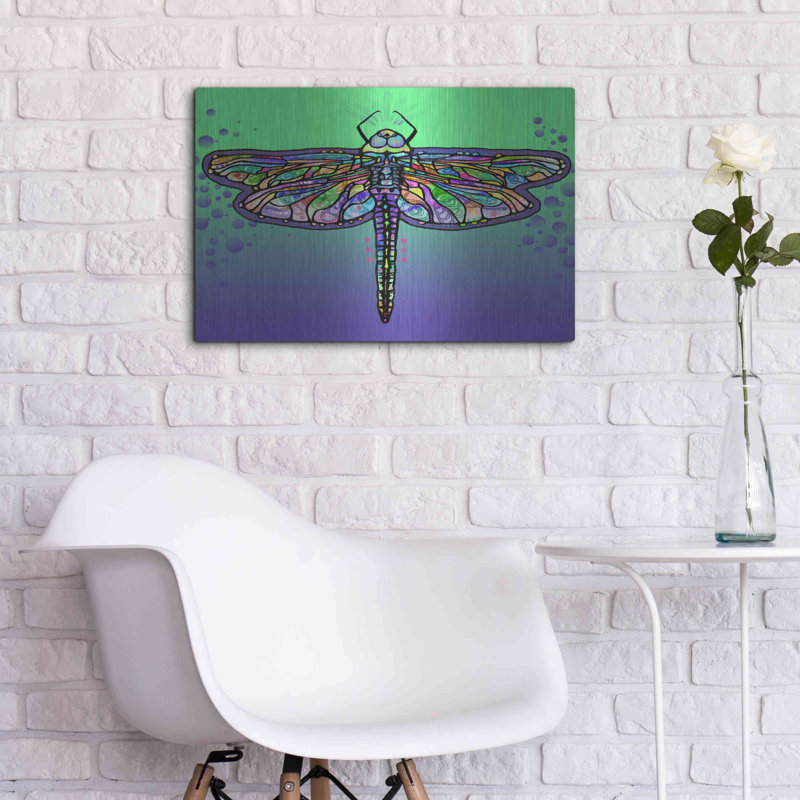 «Dragonfly» par Dean Russo sur métal, H 16 po x l 24 po