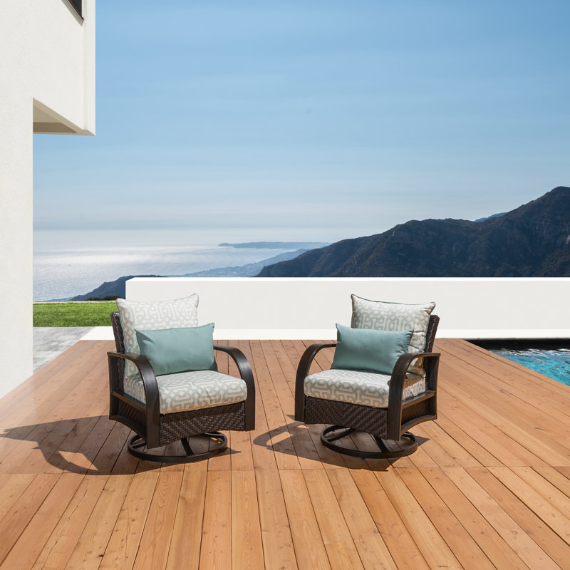 Kechia Wicker Patio Chair, Centered Ink Stripe Sunbrella®