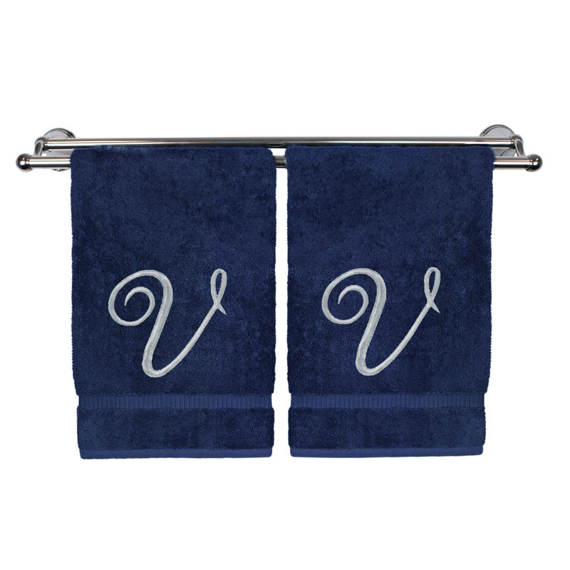 Super Plush Hand Towel, Navy/Silver, V