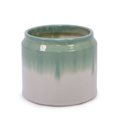 Gradient Ceramic Flowerpots   Of 2 , Stylish Planters For Patio, Garden, Windowsill, White, Heat - And Built In Drainage Hole 2 Flowerpots, Modern Indoor Outdoor Spaces, Glossy Finish, Frost
