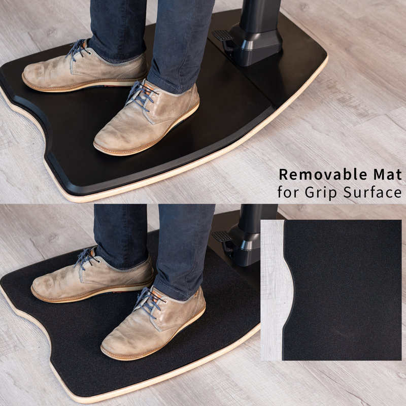Black Ergonomic Leaning Chair with Anti-Fatigue Mat