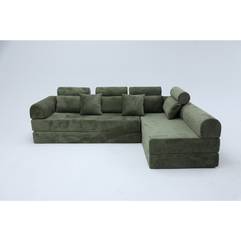 Canapé modulaire en L, Vert grisâtre
