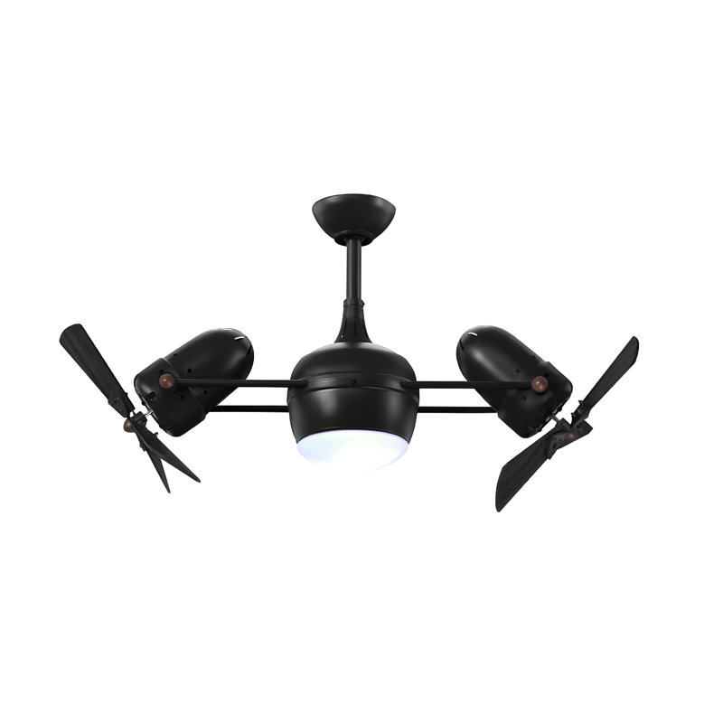 41" Dagny 6 - Blade LED Dual Ceiling Fan with Remote Control and Light Kit Included, Matte Black, Matte Black