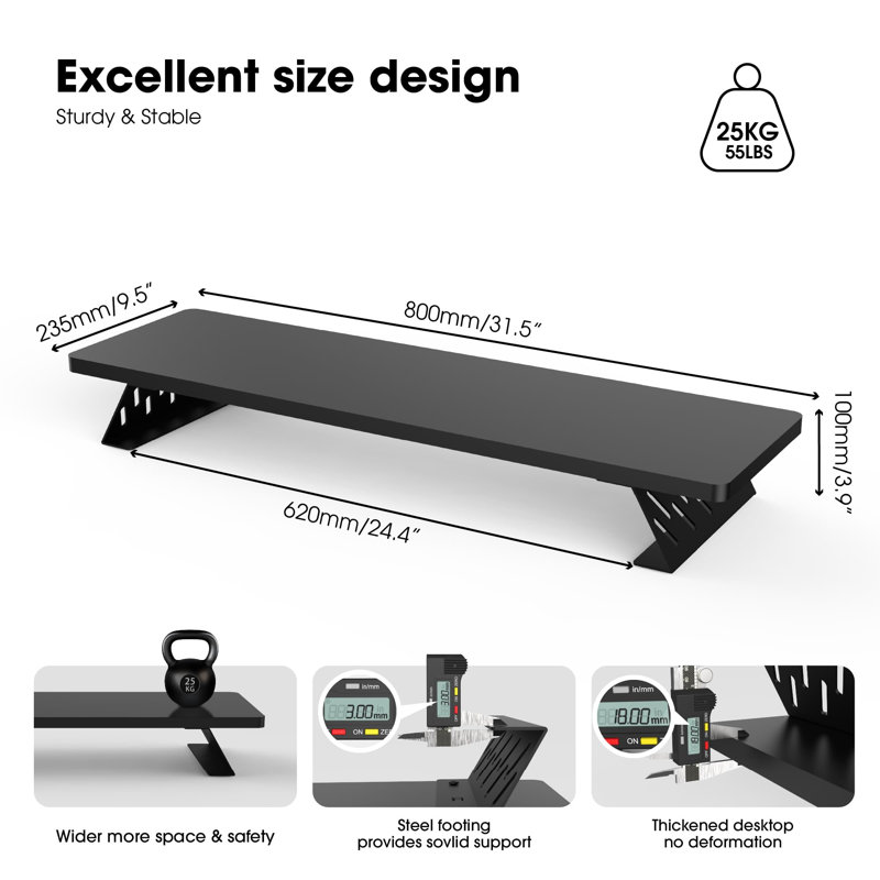 Manufactured Wood Monitor Stand, Black