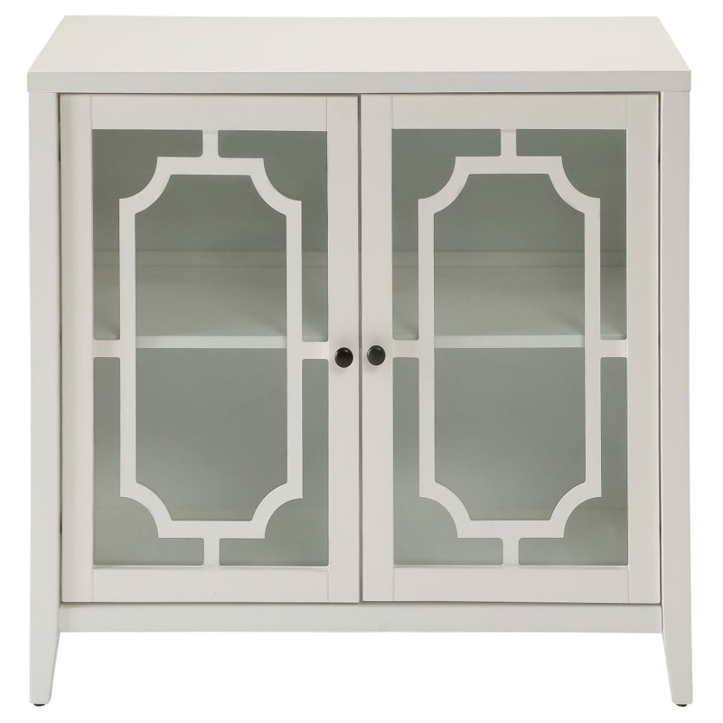 Console Stetson avec portes en verre et tablette de rangement, H 30,5 po x l 34,5 po x P 15,5 po