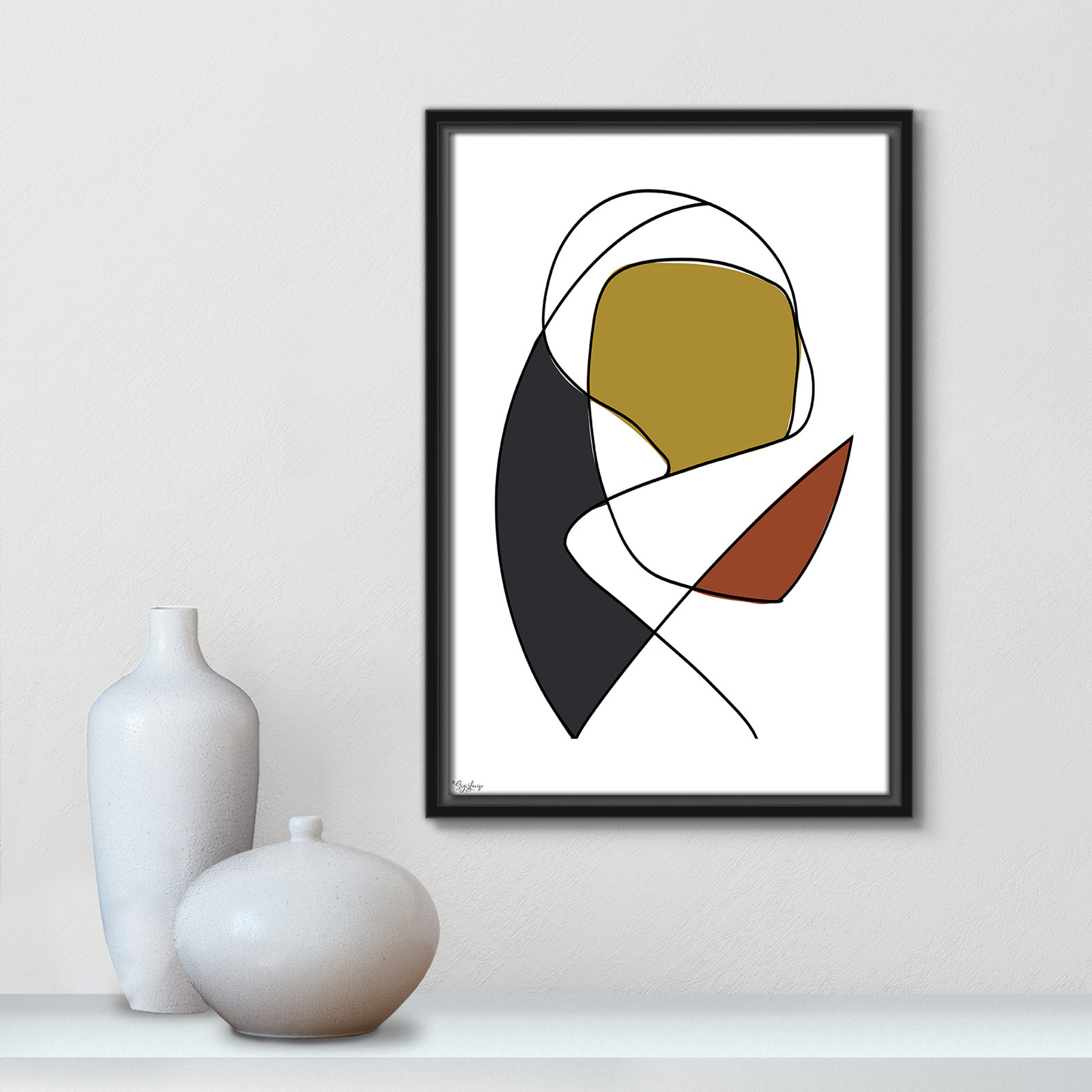 Paige "Abstract Tribeca 3" Print, Black, 19.5" H x 13.5" W x 2" D