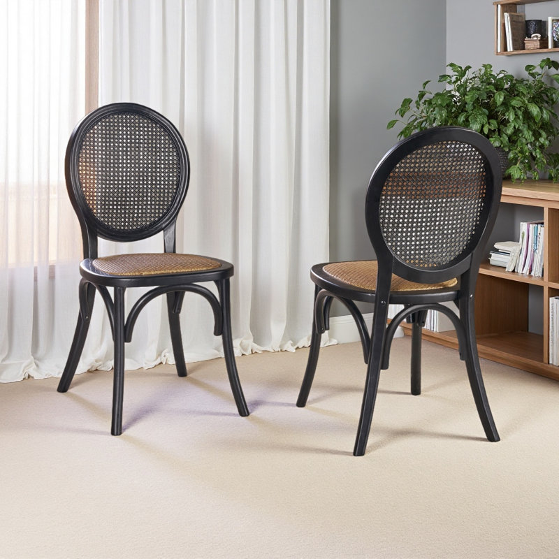 Chaise de salle à manger (ensemble de 2), Noir mat