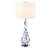 Darrius 27.5" Blue Glass Table Lamp with USB Type-C Ports and Built-in Outlet