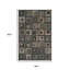 5' X 8' Colour Block Beige And Teal Checkered Stain Resistant Area Rug
