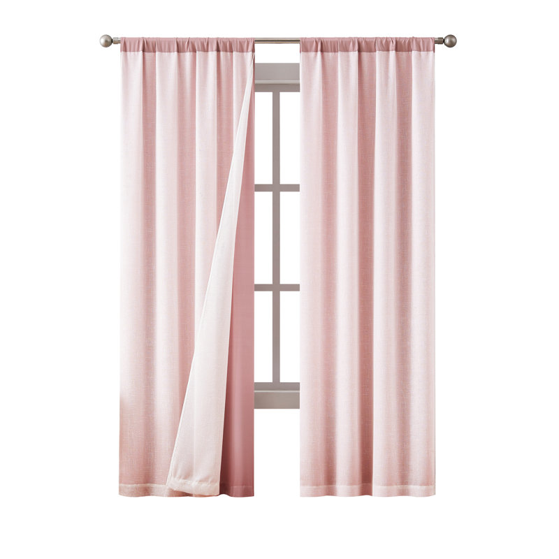 Rideau en polyester , Rosé, L 38 po x L 84 po