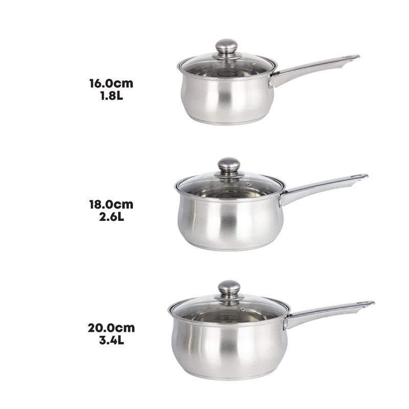 Lustro Stainless Steel (18/0) Saucepan Set