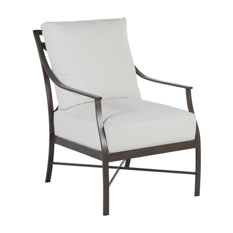 Monaco Arm Chair with Cushions, Natural White, Welt, Slate Gray