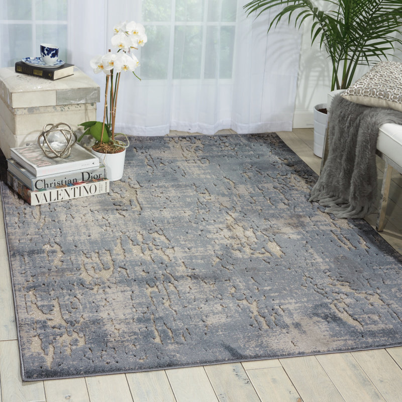 Gleam Area Rug in Slate Gray/Ivory, Rectangle 5'3" x 7'3"