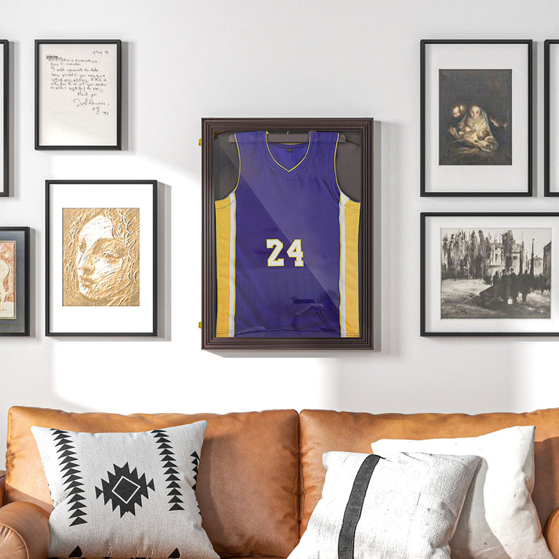 Cherry Brown Lockable Wall Mounted Jersey Display Case
