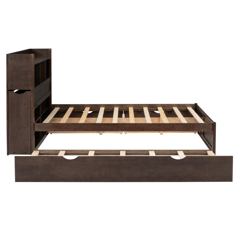 Lit plateforme double, 2 tiroirs, lit gigogne simple et tablettes coulissantes - à construire avec tablettes et tiroirs
