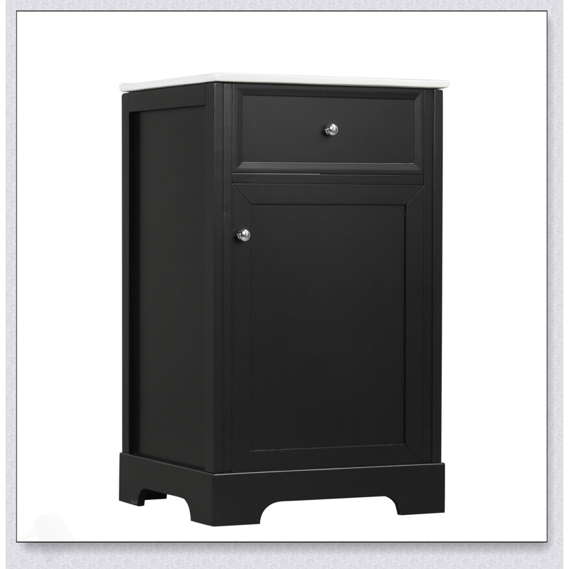 Meuble-lavabo moderne de 20 pouces avec lavabo, porte à fermeture douce, support de rangement et tablette réglable pour les espaces compacts