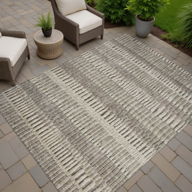 Machine Washable Indoor/Outdoor Chantille ACN2807 Stripes Rug, 8' x 10', Brown