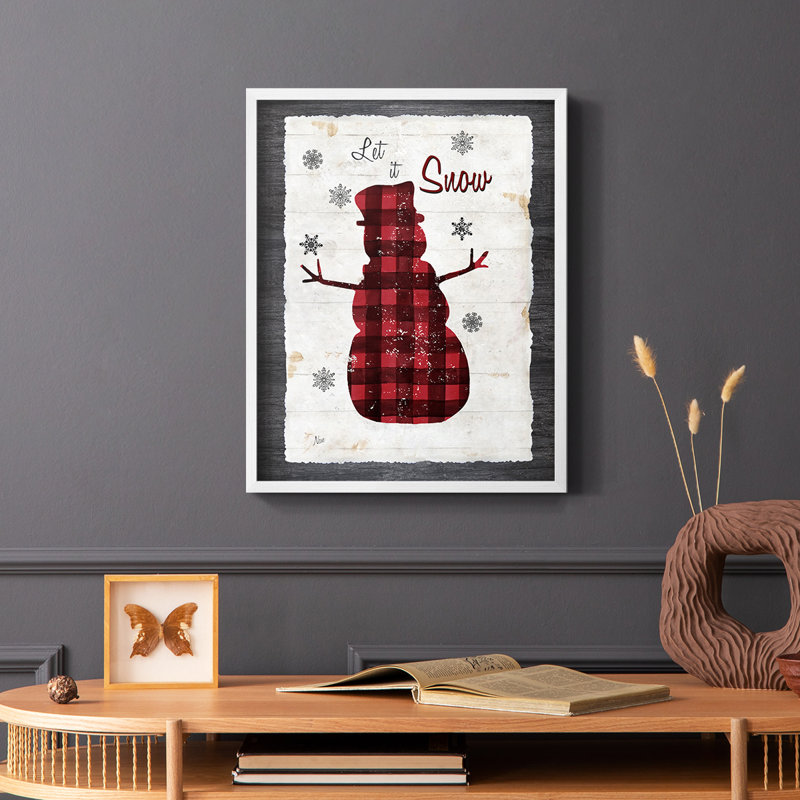«Chequered Snowman I», reproduction encadrée - bois massif, H 28 po x l 22 po, Blanc