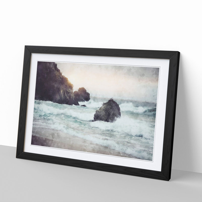 Beach Seascape - Picture Frame Painting, Black Framed, 36cm H x 48cm W x 2cm D