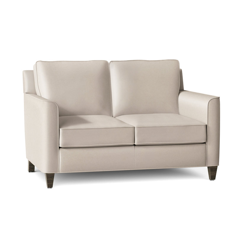 Yorba Leather Loveseat, Cobblestone, Aline Fumo Genuine Leather