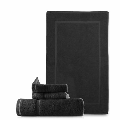 UltraSoft Luxe Cotton Bath Mat - Highly Absorbent, Premium Black Bathroom Towel