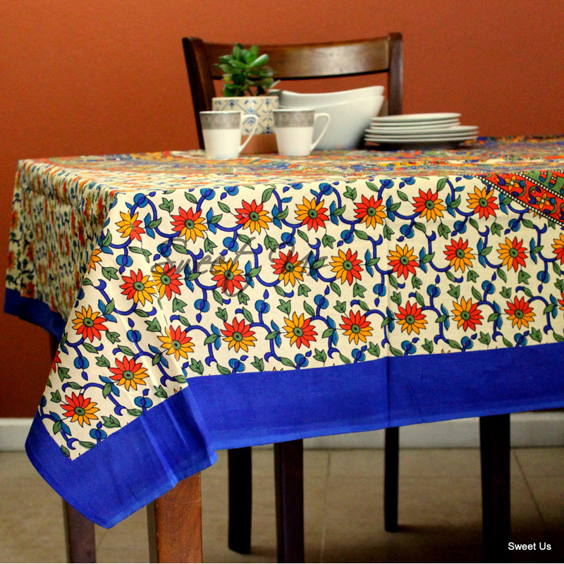 Nappe en coton rectangulaire, Bleu