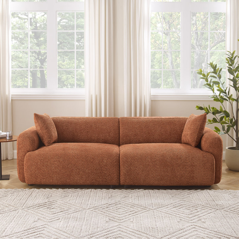 Canapé rembourré de 90 po en polyester à 3 places avec coussins décoratifs de 90 po de large disponible dans le salon