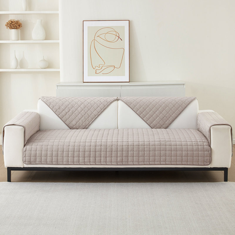 Housse pour canapé en flanelle à coussins carrés (excluant les accoudoirs ou les dossiers), L 82 po x P 28 po, Brun