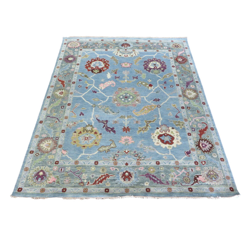 Tapis oriental bleu clair noué à la main 7 pi 11 po x 9 pi 9 po B15BCB6602F34C8190F2DBBB59BAC248