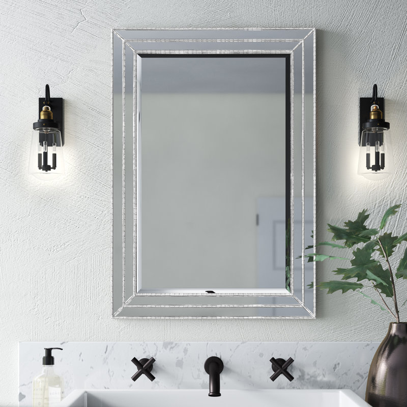 Miroir décoratif biseauté Almyra, Argent métallique